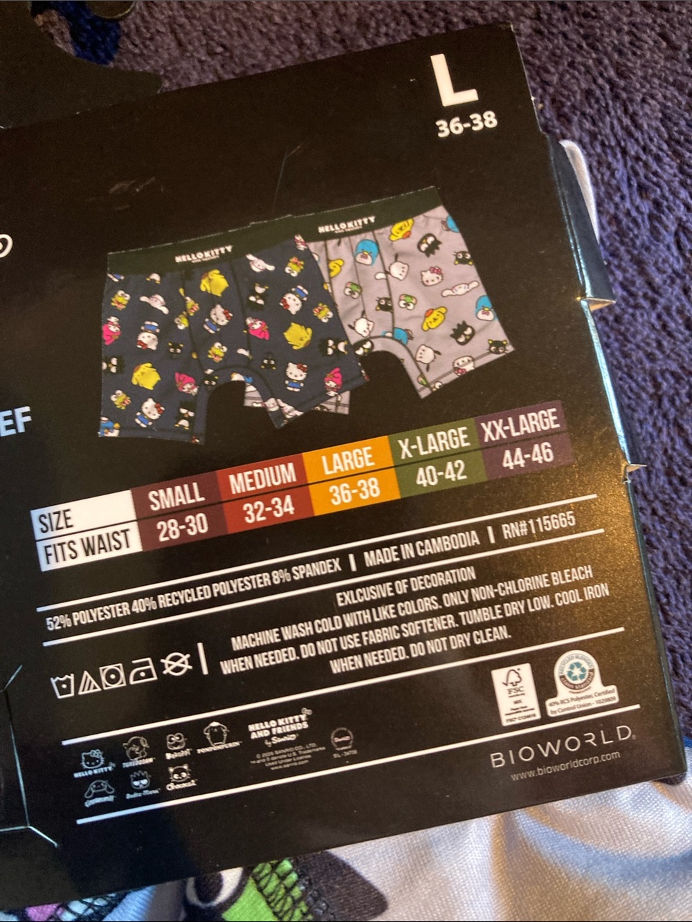 Bioworld Hello Kitty & Friends Navy and White 2-Pack Men’s boxer' Briefs - Picture 4 of 5
